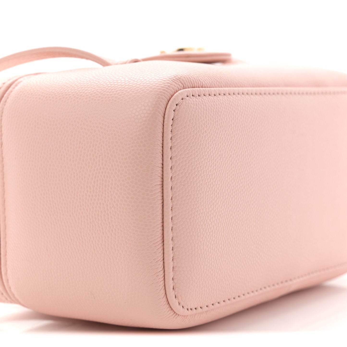 Shiny Caviar Preppy Coco Long Vanity With Strap Light Pink