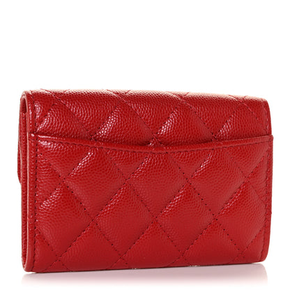 Chanel Caviar Quilted Flap Card Holder Wallet Red 3 of 12