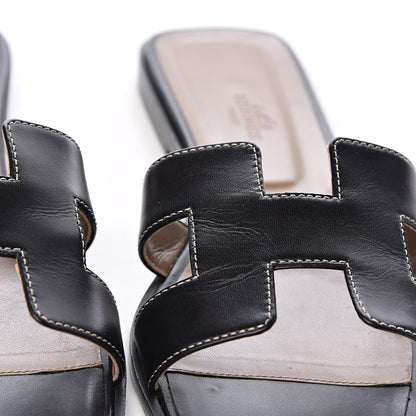Hermes Box Calfskin Oran Sandals 41 Black 9 of 14