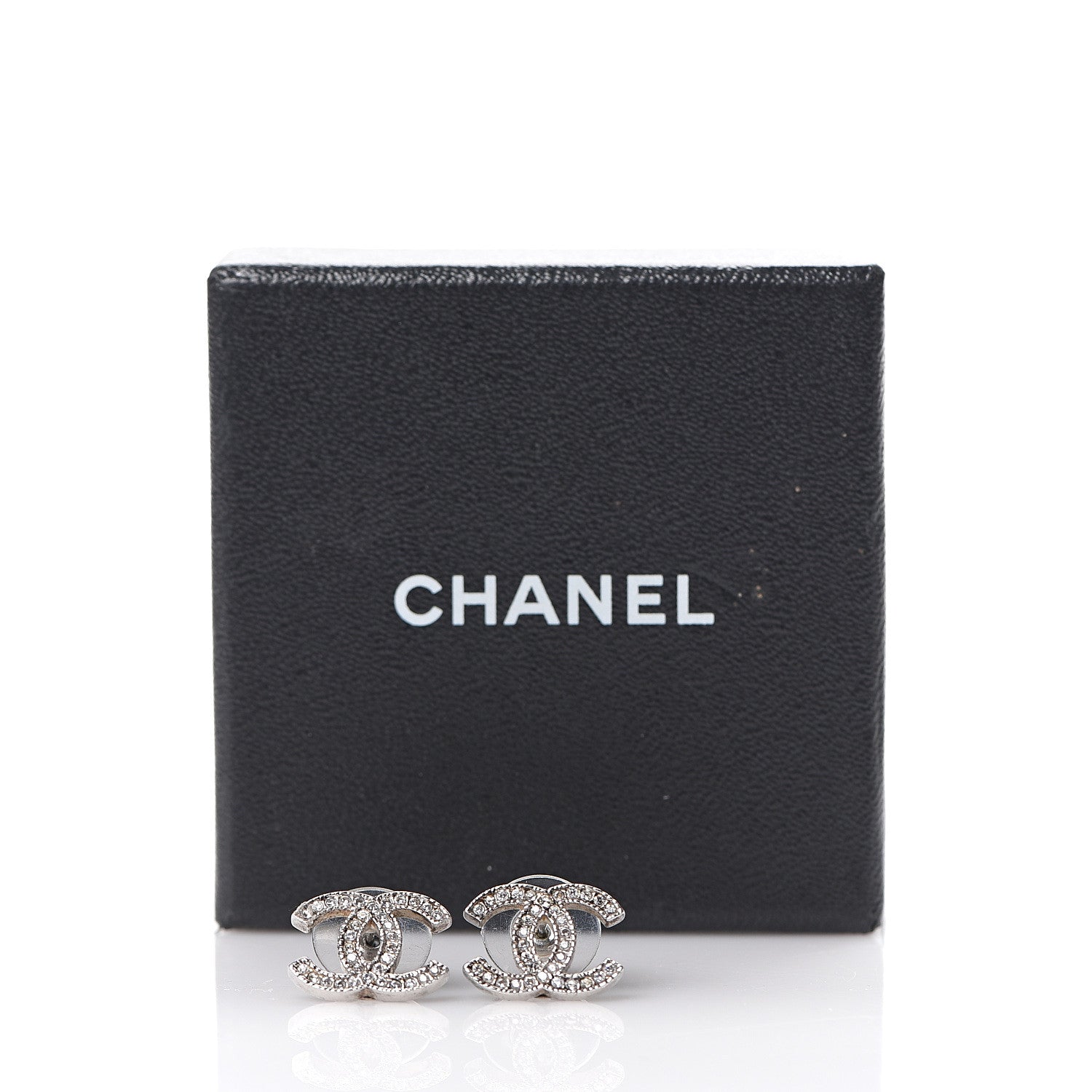 Chanel Crystal CC Earrings Silver 5 of 5