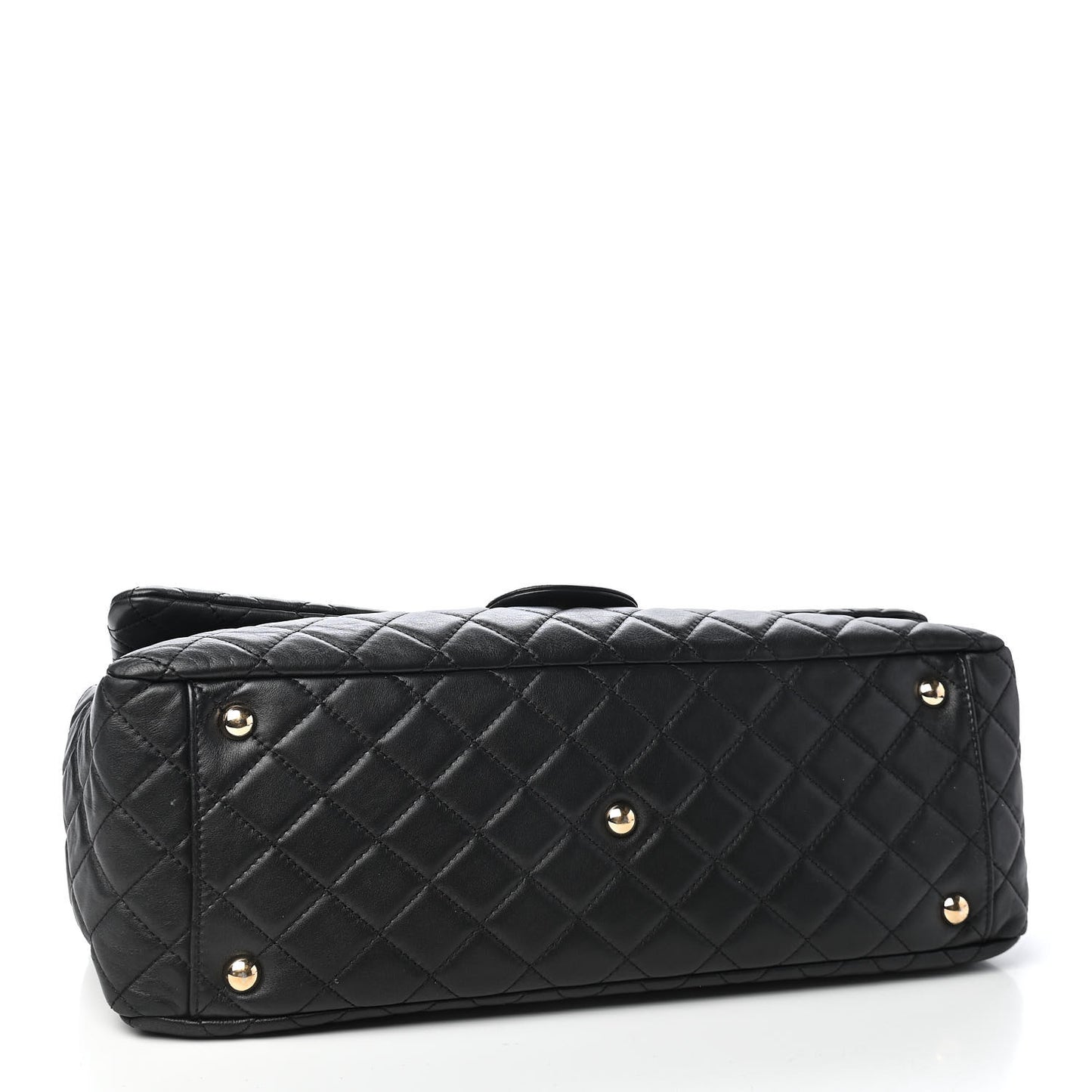 Calfskin Quilted XXL Travel Flap Bag Black