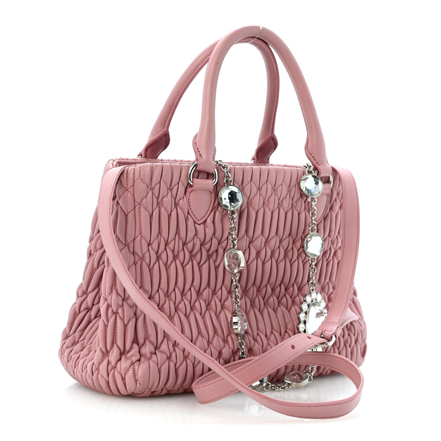 Nappa Matelasse Swarovski Crystal Tote Rosa