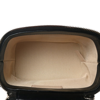 Chanel Calfskin Raffia Small Vanity Case Bag Black Beige 5 of 11