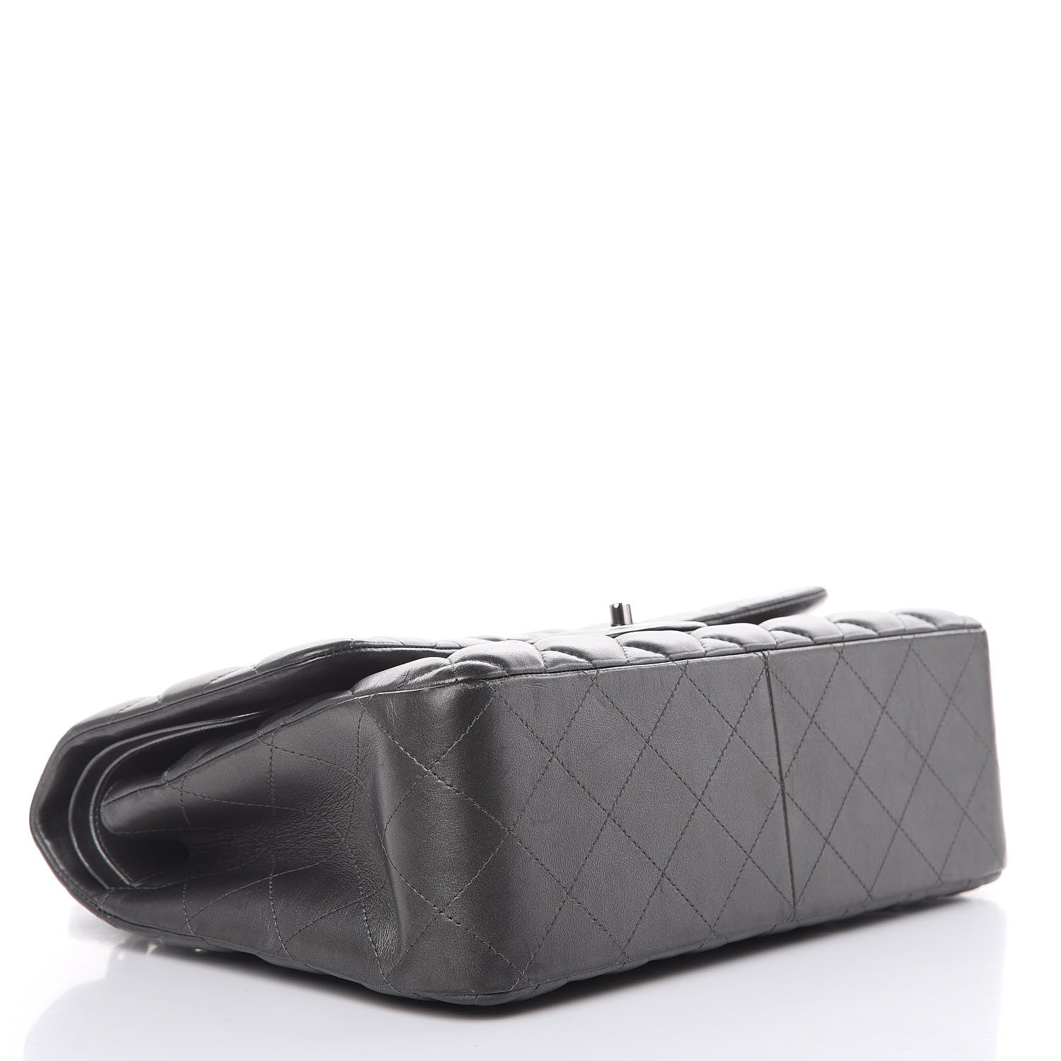Chanel Metallic Lambskin Quilted Jumbo Double Flap Pewter 4 of 15