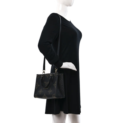 Louis Vuitton Grained Calfskin Studded Monogram Giant Onthego PM Black 2 of 9