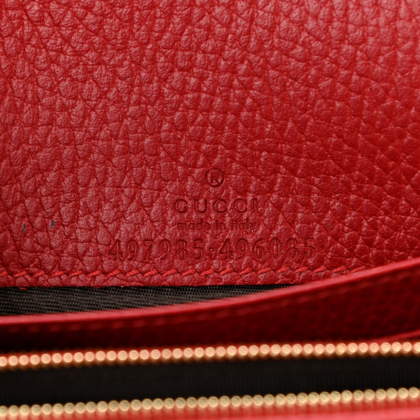 Dollar Calfskin Mini GG Marmont Chain Wallet Hibiscus Red