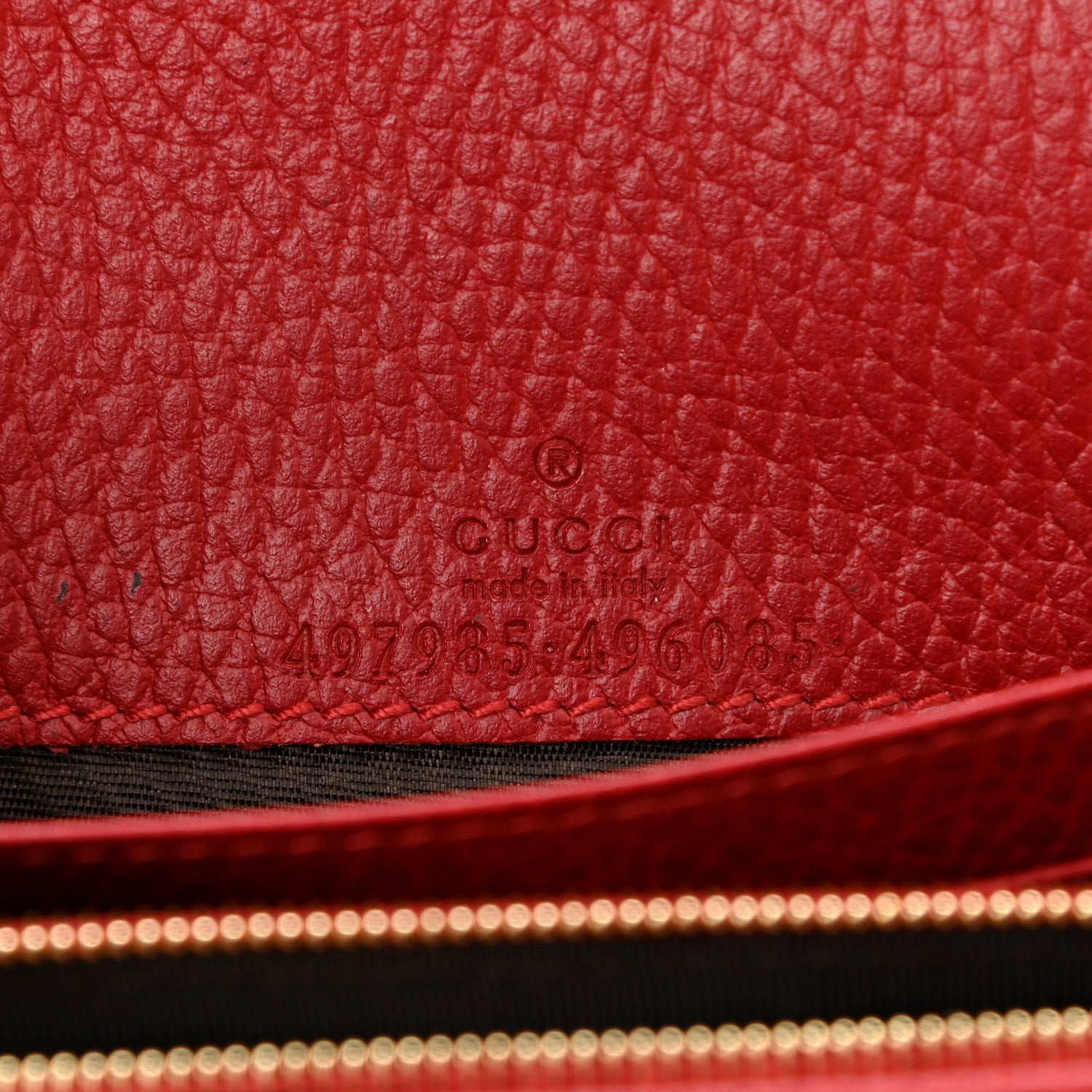 Gucci Dollar Calfskin Mini GG Marmont Chain Wallet Hibiscus Red 7 of 10