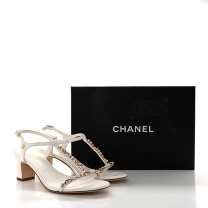Chanel Lambskin Pearl CC Star Sandals 37.5 White 13 of 13