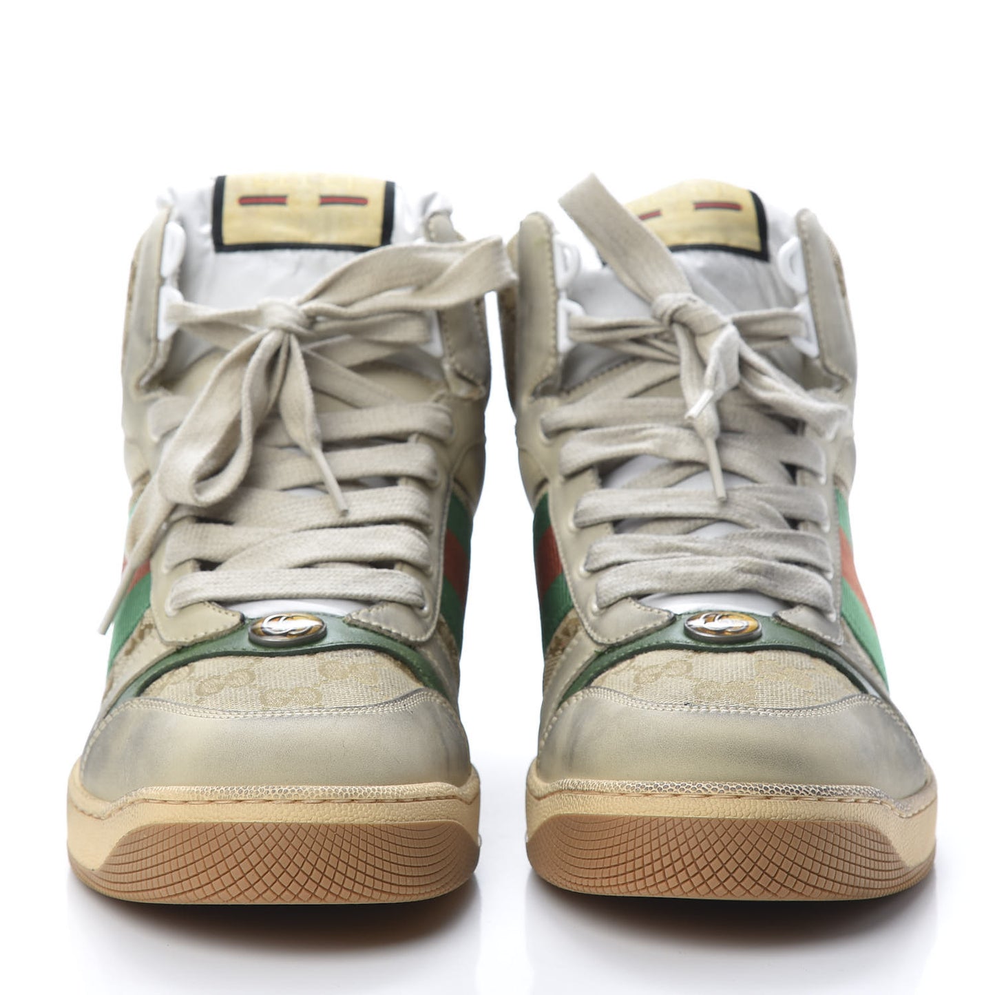 GG Monogram Nubuck Web Mens Screener High Top Sneakers 8.5 New Sand Dusty Milk Vintage Green