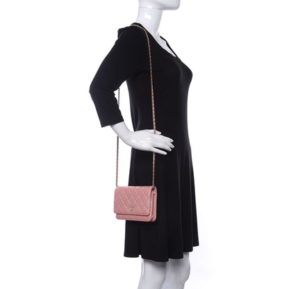 Chanel Iridescent Caviar Quilted Wallet on Chain WOC Rose Pink 2 of 13