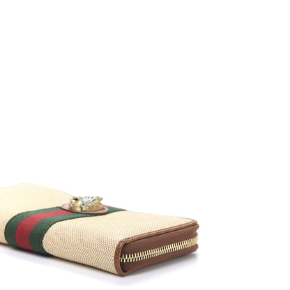 Gucci Vintage Canvas Calfskin Rajah Zip Around Wallet Sand Light Cuir 7 of 8