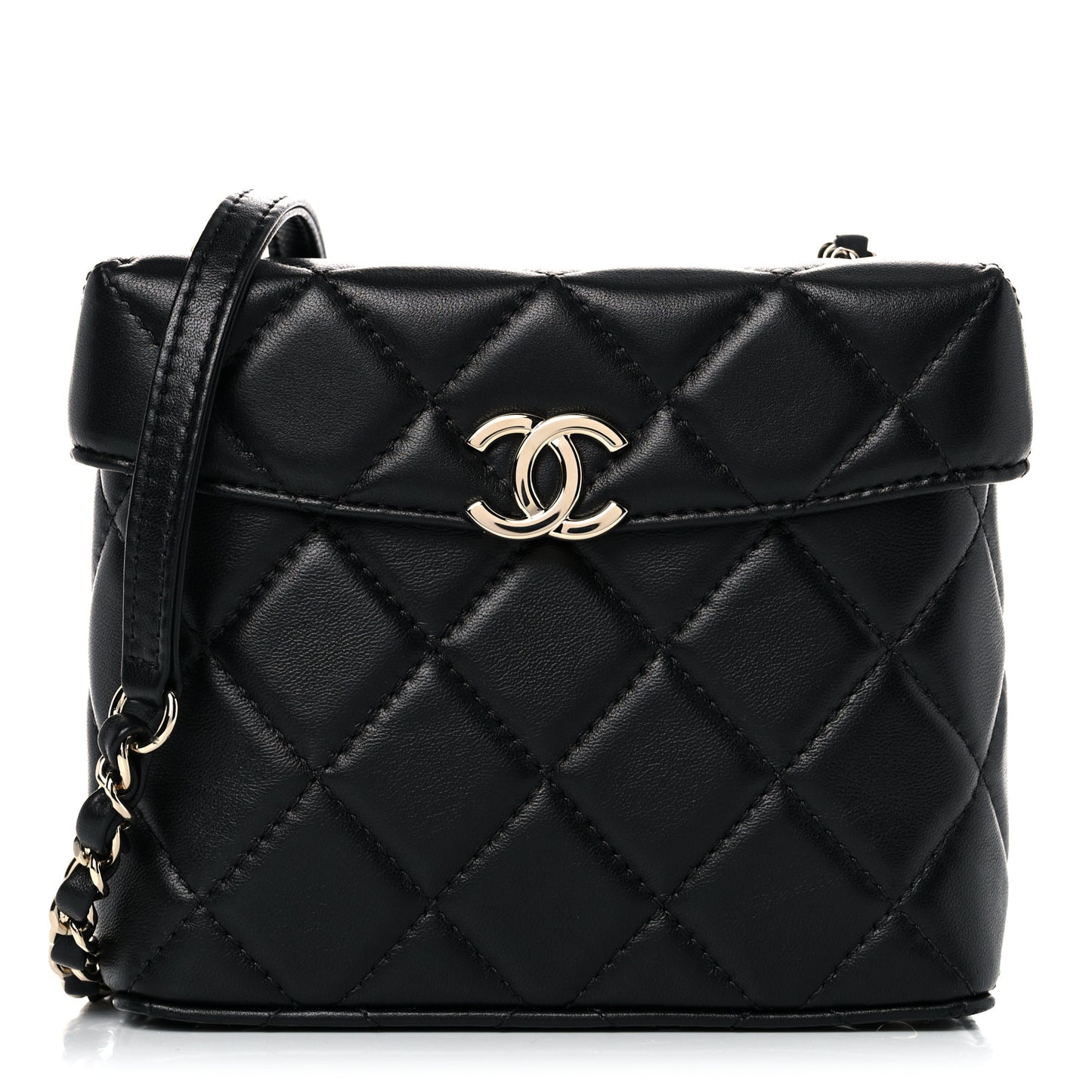 Lambskin Quilted Small Box Bag Black