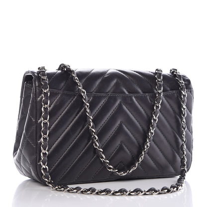 Chanel Lambskin Surpique Chevron Medium Single Flap Grey 2 of 8
