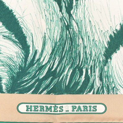 Hermes Silk Carre Double Face Tigre Royal Scarf 90 Vert Beige Multicolor 2 of 6