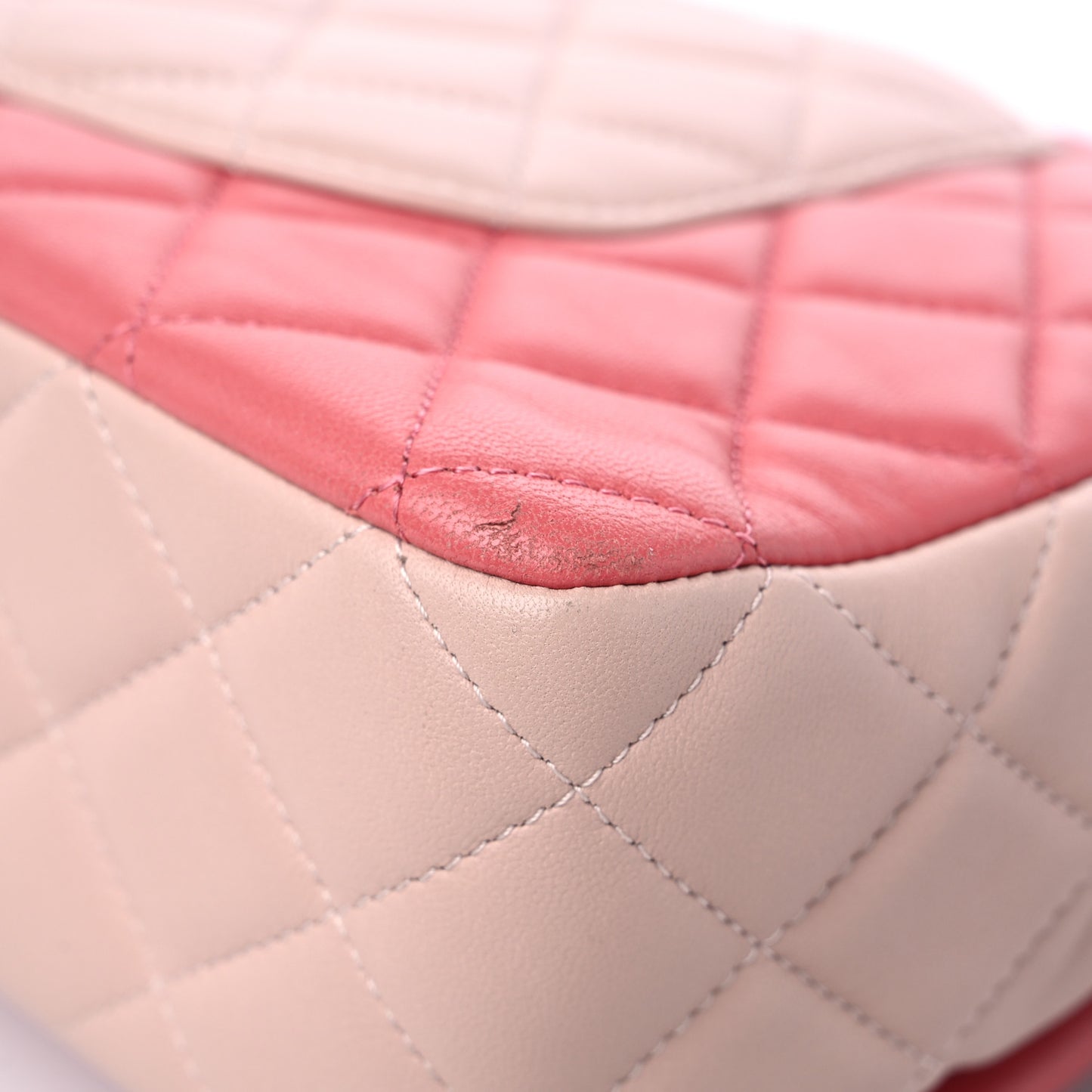 Lambskin Quilted Tri-Color Medium Valentine Charms Single Flap Pink