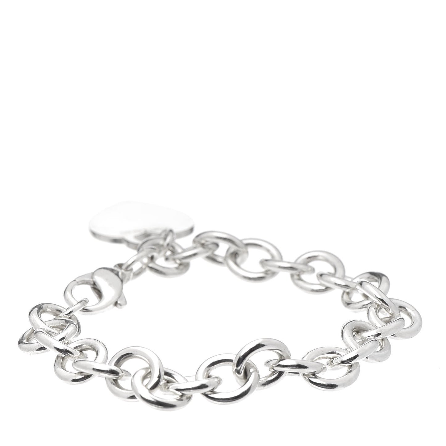 Sterling Silver Heart Tag Charm Bracelet