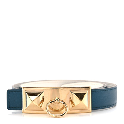 Hermes Swift Epsom 24mm Sydney Belt 80 32 Bleu Izmir White 1 of 7