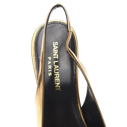 Saint Laurent Laminated Calfskin Kiki 85 Slingback Pumps 37.5 Egypt Gold 6 of 9