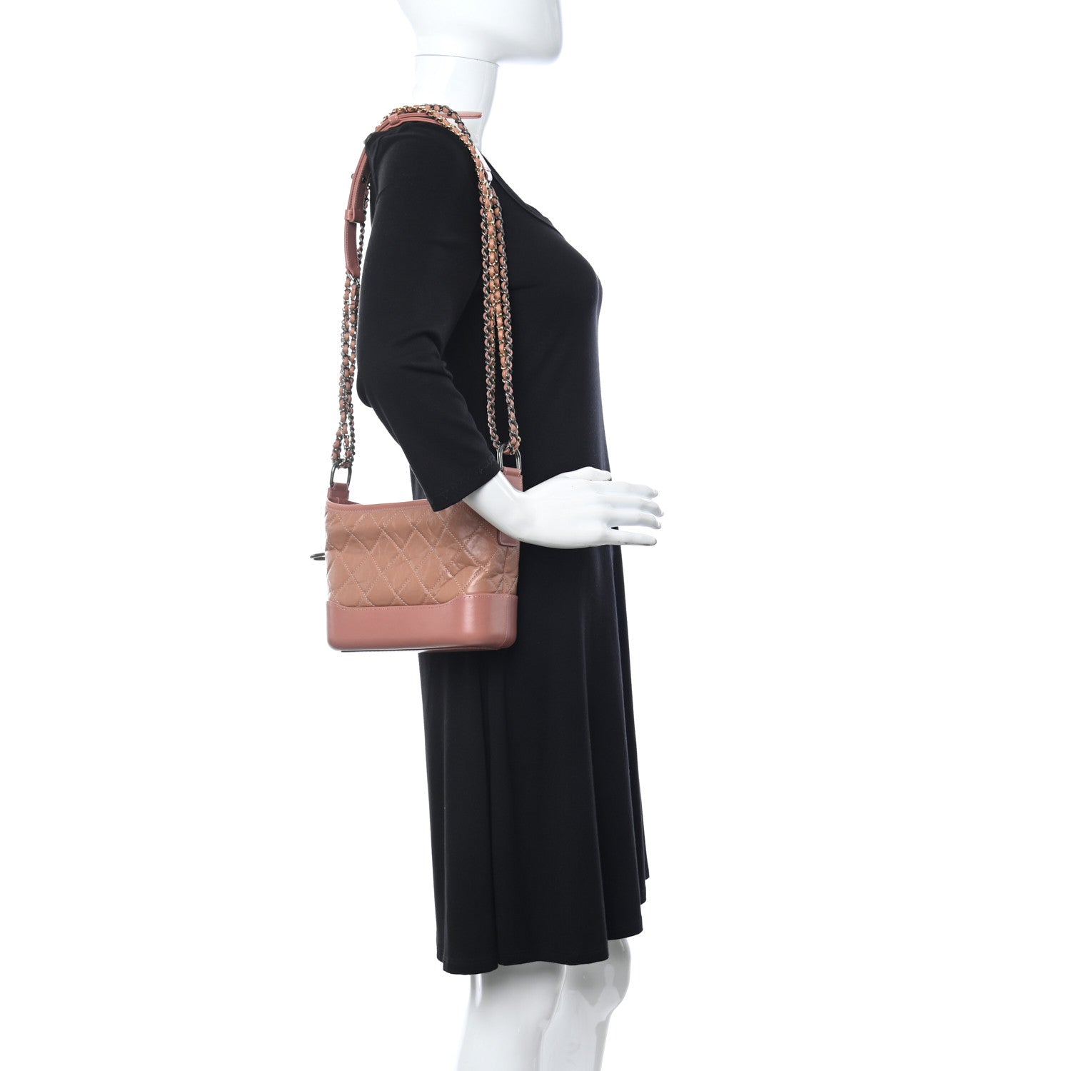 Chanel Aged Calfskin Quilted Small Gabrielle Hobo Pink 2 of 10