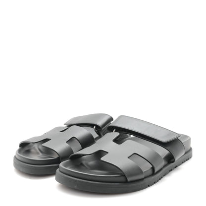 Hermes Calfskin Womens Chypre Sandals 36.5 Black 4 of 9