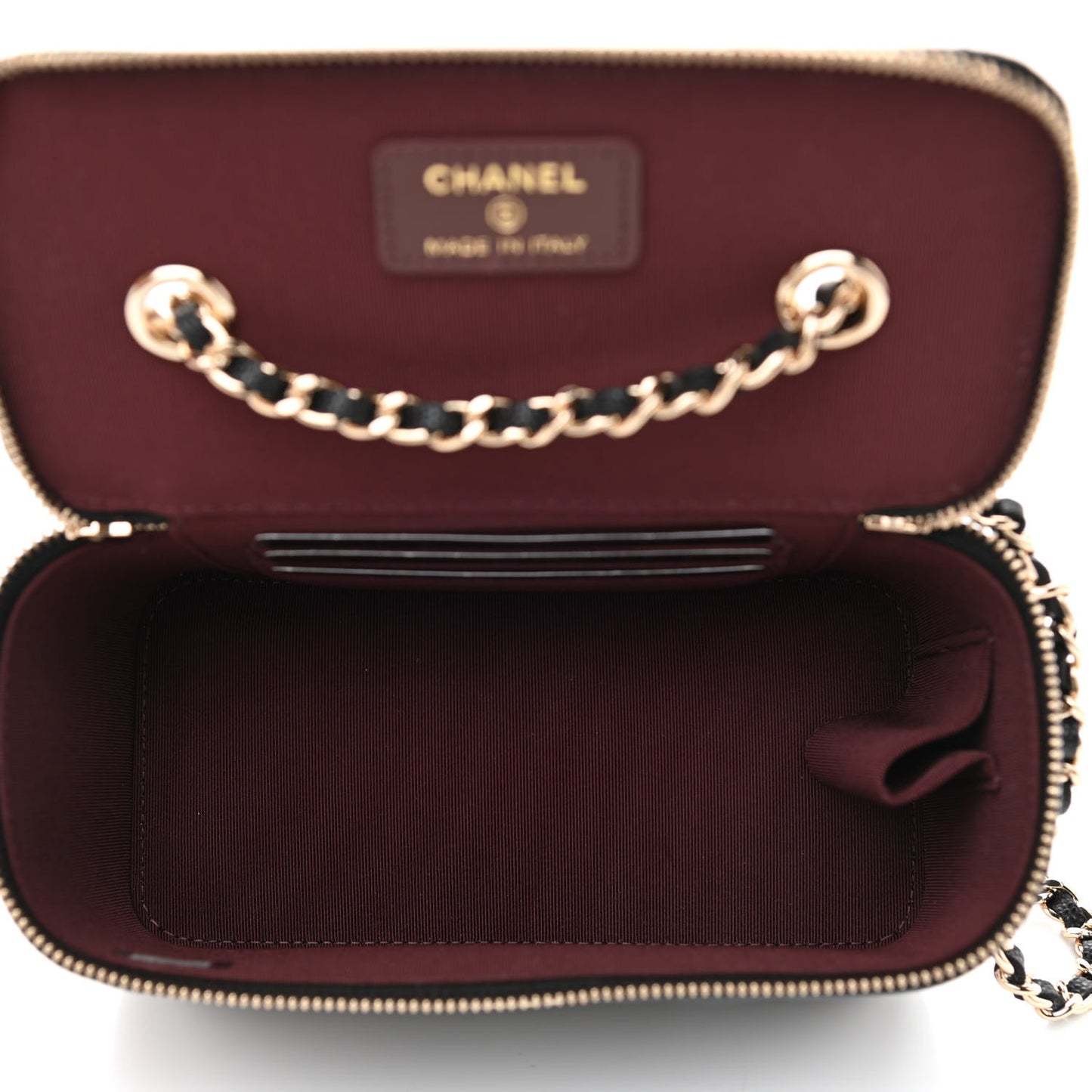 Caviar Quilted Small Vanity Case With Chain Black