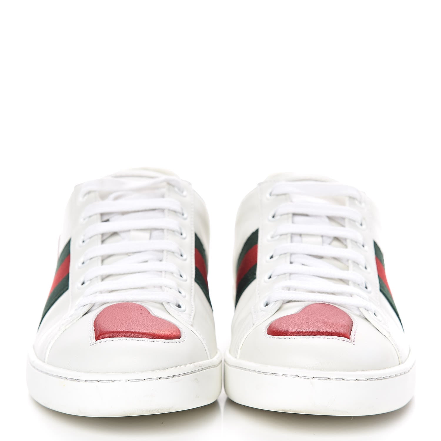 Gucci Calfskin Web Heart Embroidered Womens Ace Sneakers 37 White 2 of 16