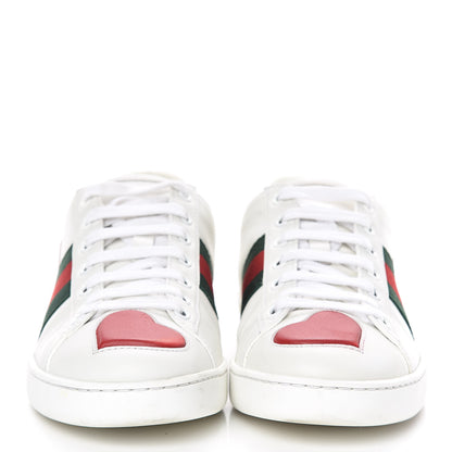 Gucci Calfskin Web Heart Embroidered Womens Ace Sneakers 37 White 2 of 16