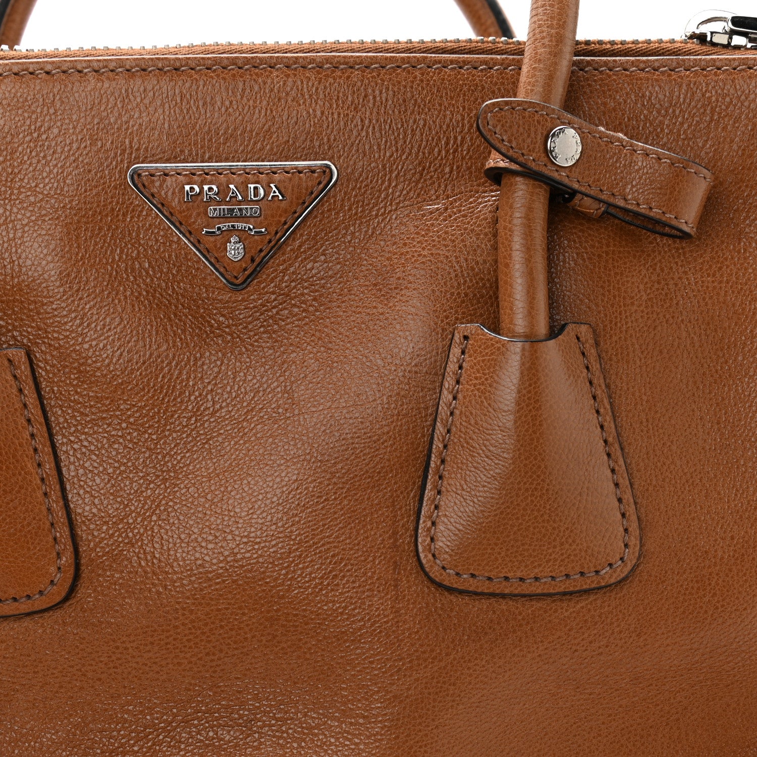 Prada Glace Calf Twin Pocket Tote Cannella 11 of 16