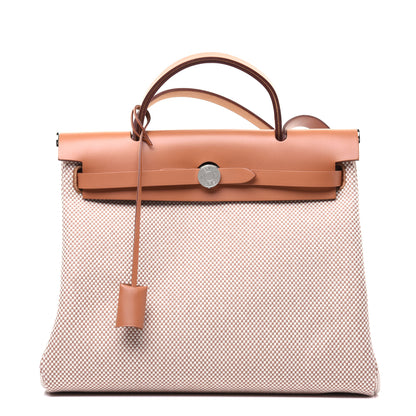 Hermes Vache Hunter Criss Viking Herbag Zip Retourne 31 PM Ecru Beige Naturel 3 of 14