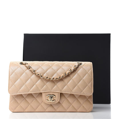 Chanel Iridescent Caviar Quilted Medium Double Flap Beige 11 of 11