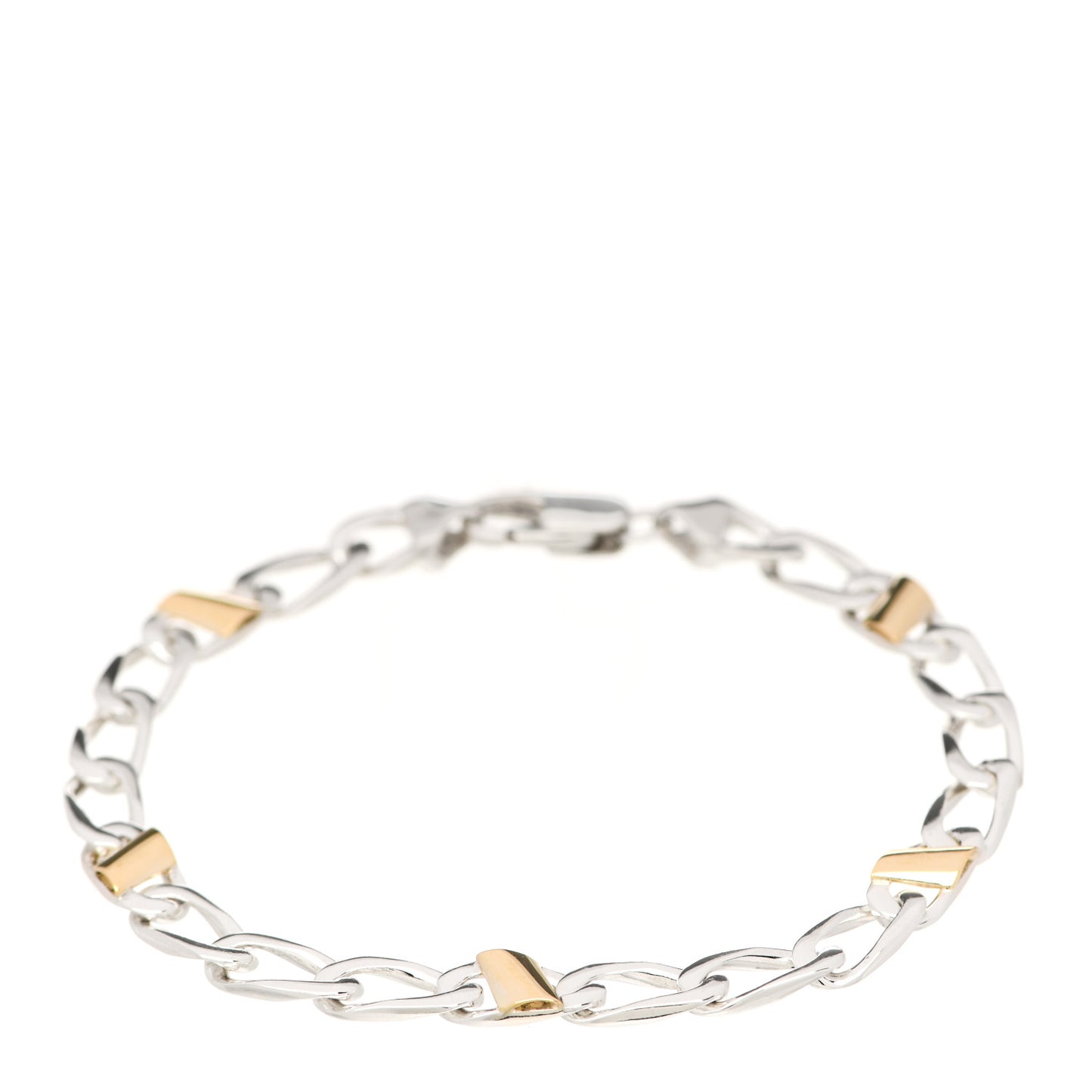 Sterling Silver 18K Yellow Gold Curb Link Bracelet