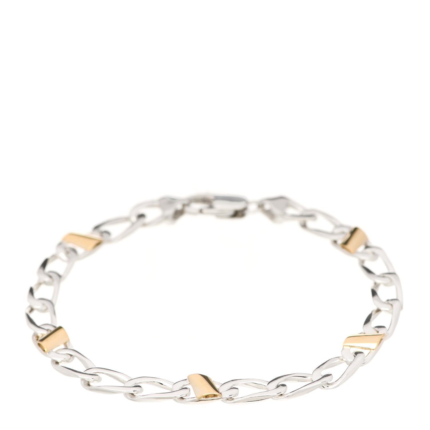 Tiffany Sterling Silver 18K Yellow Gold Curb Link Bracelet 1 of 5