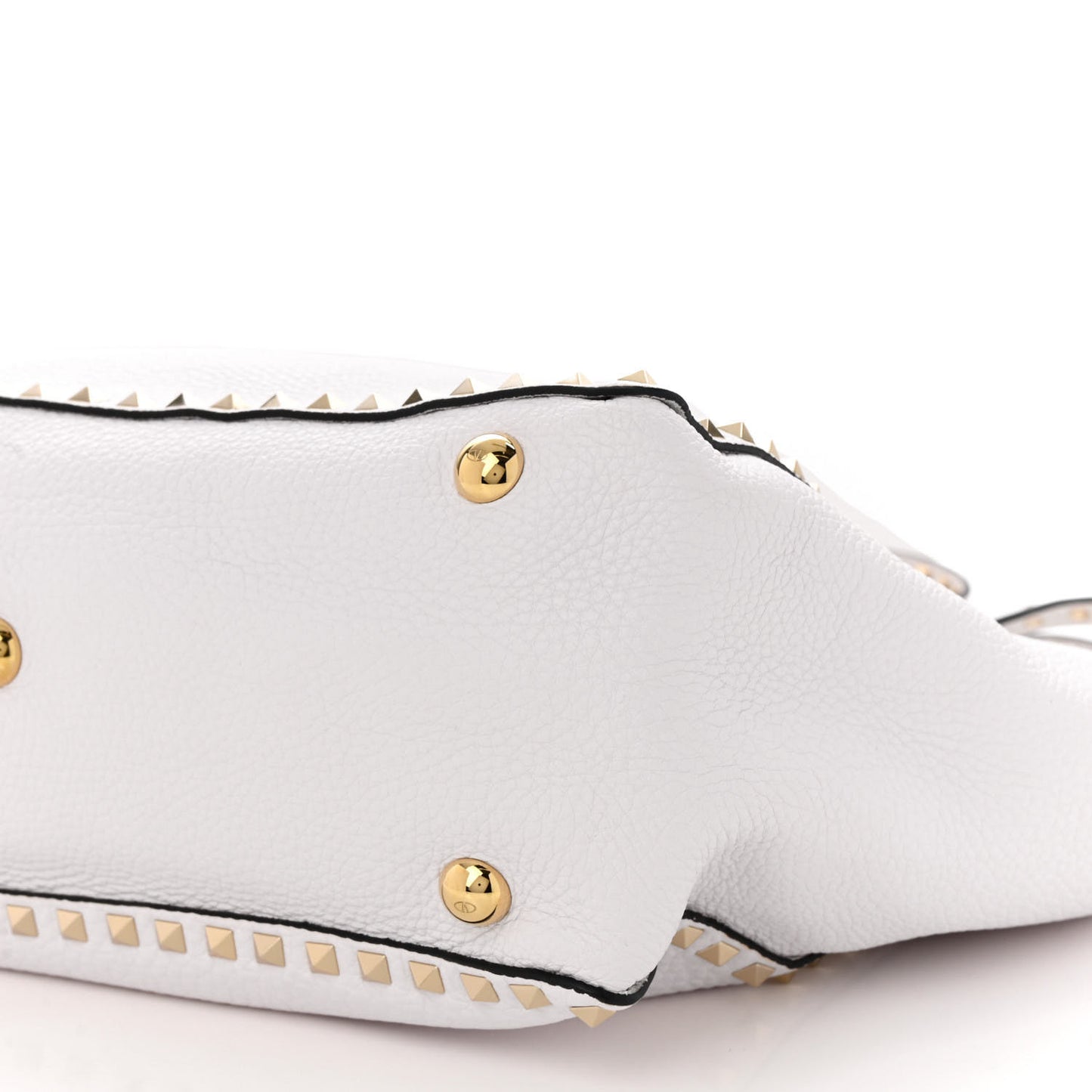 Pebbled Calfskin Medium Rockstud Tote White