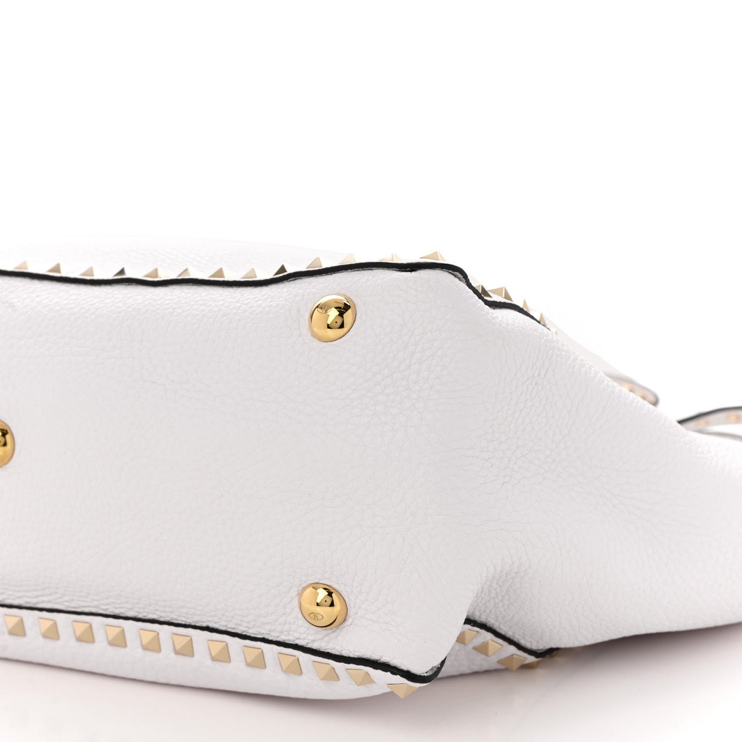 Valentino Garavani Pebbled Calfskin Medium Rockstud Tote White 9 of 10