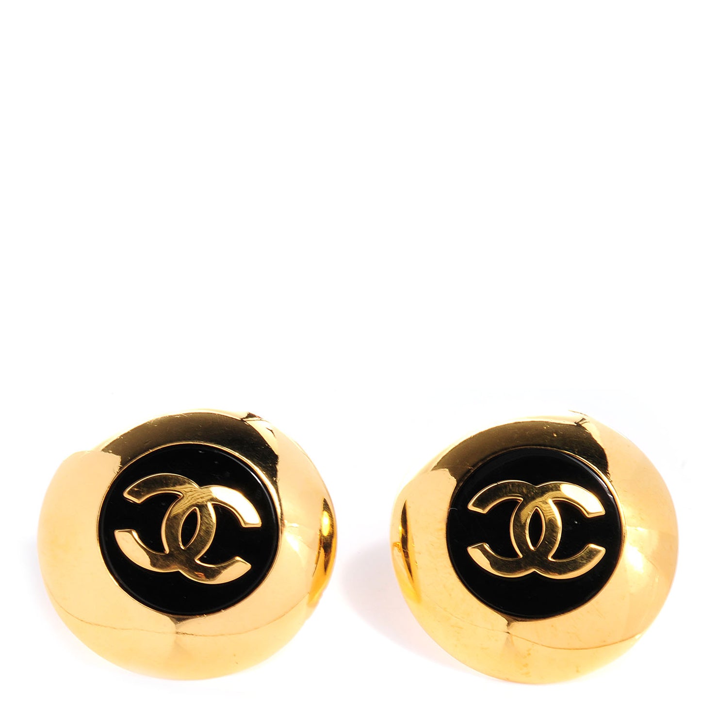 Metal CC Clip On Earrings Black and Gold