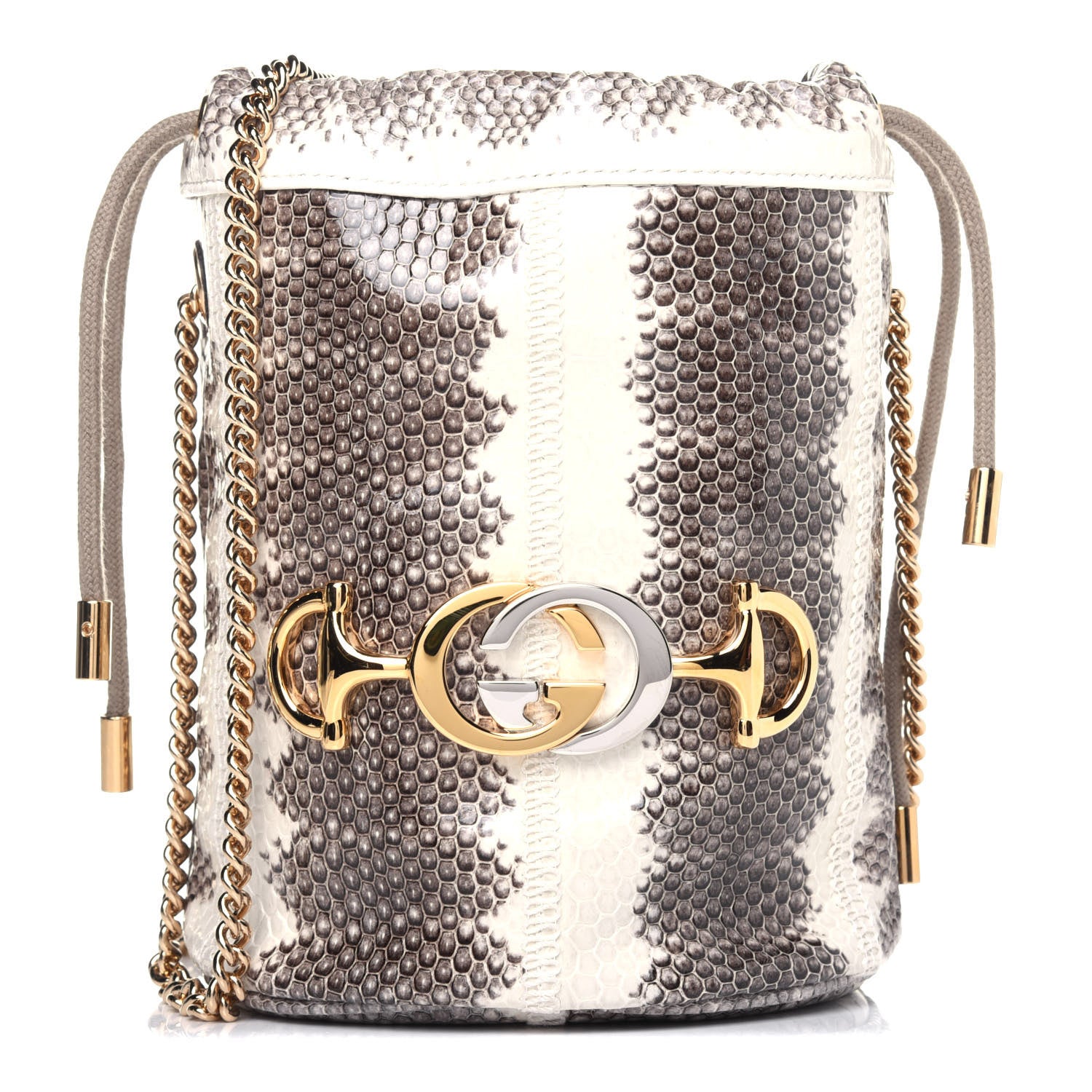 Gucci Snakeskin Mini Zumi Bucket Bag Grey 1 of 10