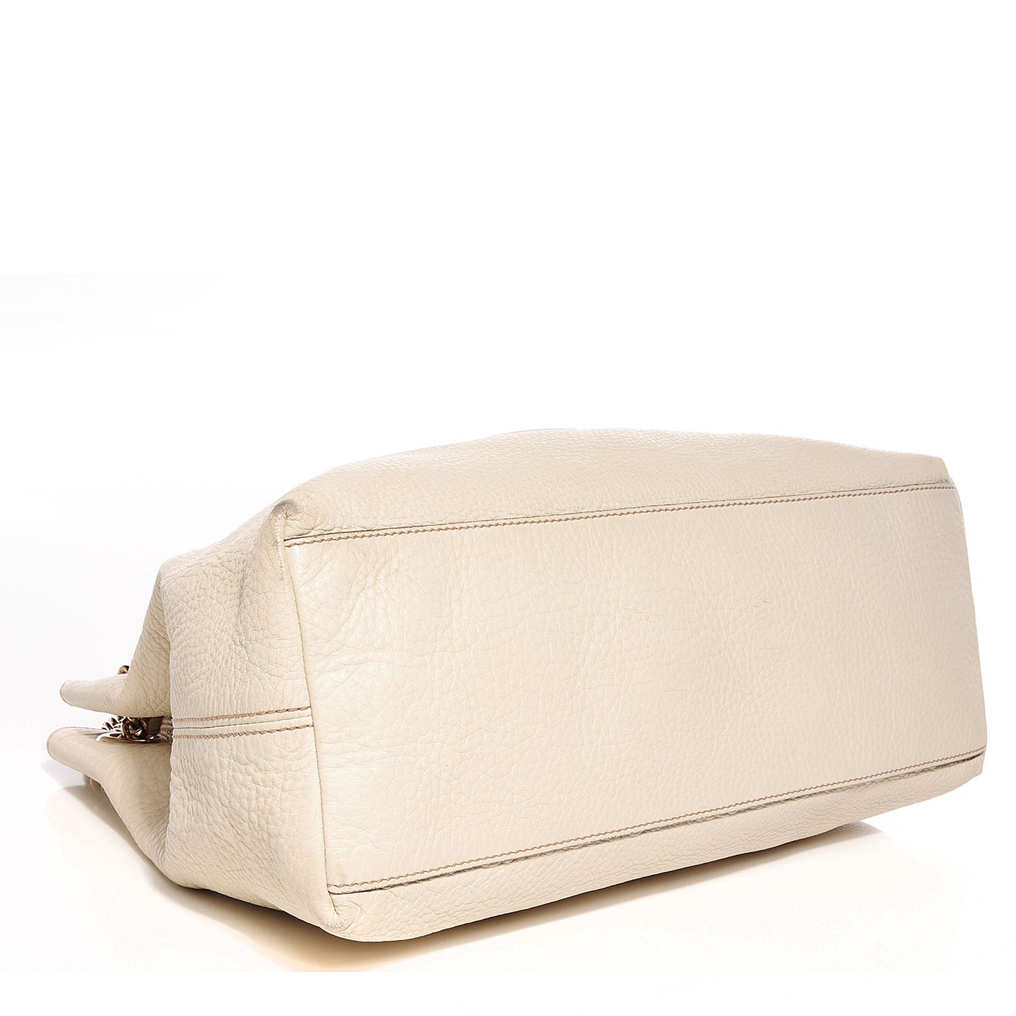 Pebbled Calfskin Medium Soho Chain Shoulder Bag Off White