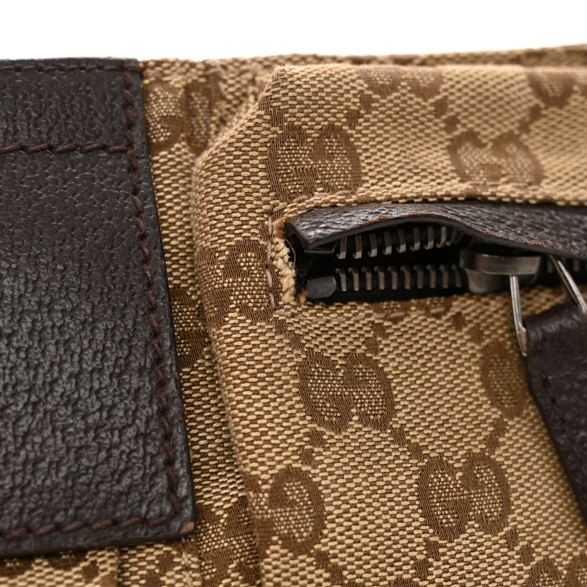 GG Monogram Web Double Pocket Belt Bag Dark Brown