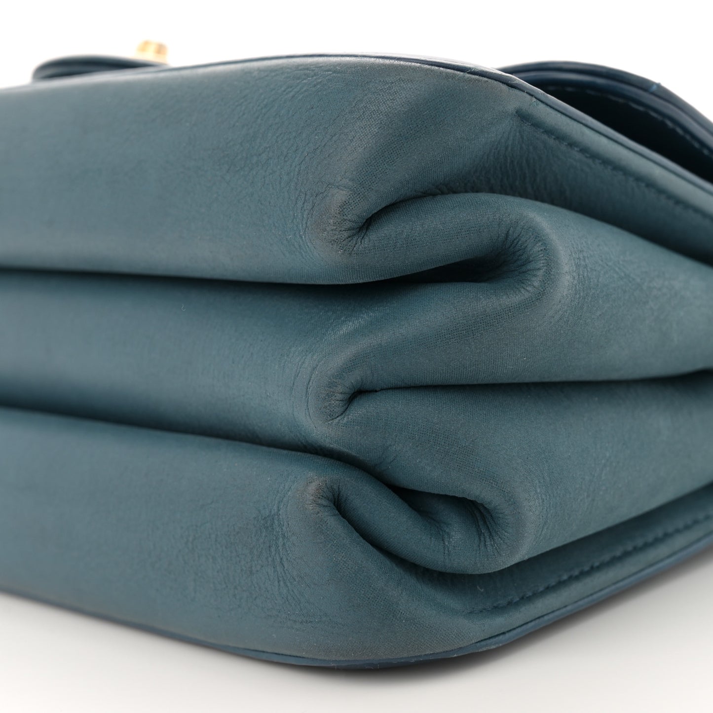 Iridescent Calfskin Quilted Small Straight Lined Flap Blue