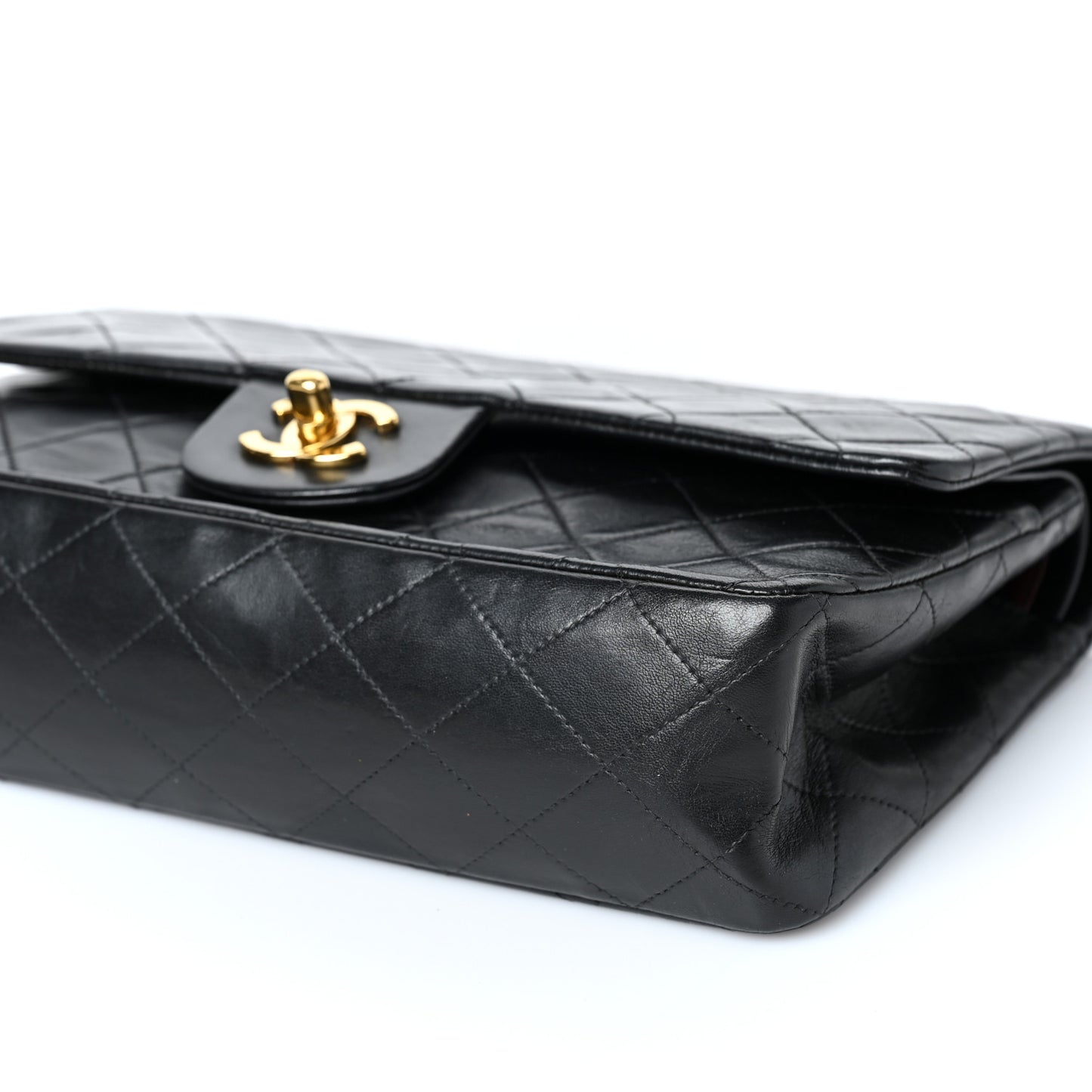 Lambskin Quilted Medium Double Flap Black