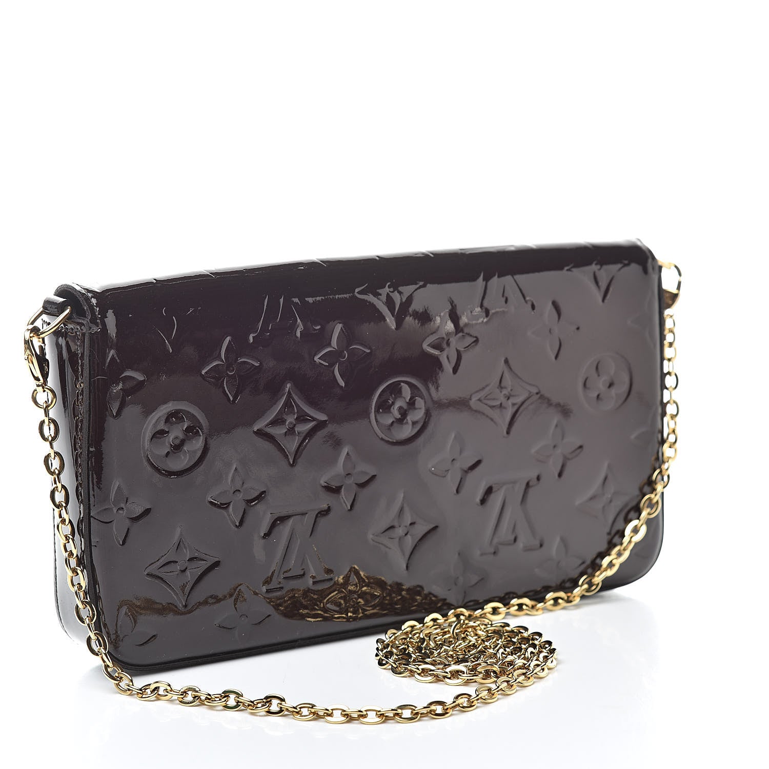 Louis Vuitton Vernis Pochette Felicie Chain Wallet Amarante 4 of 15