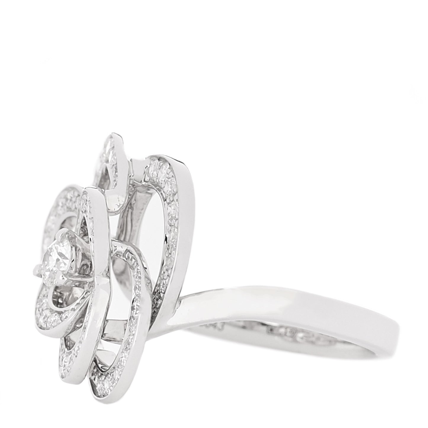 18K White Gold Diamond Fil de Camelia Ring 51 5.75