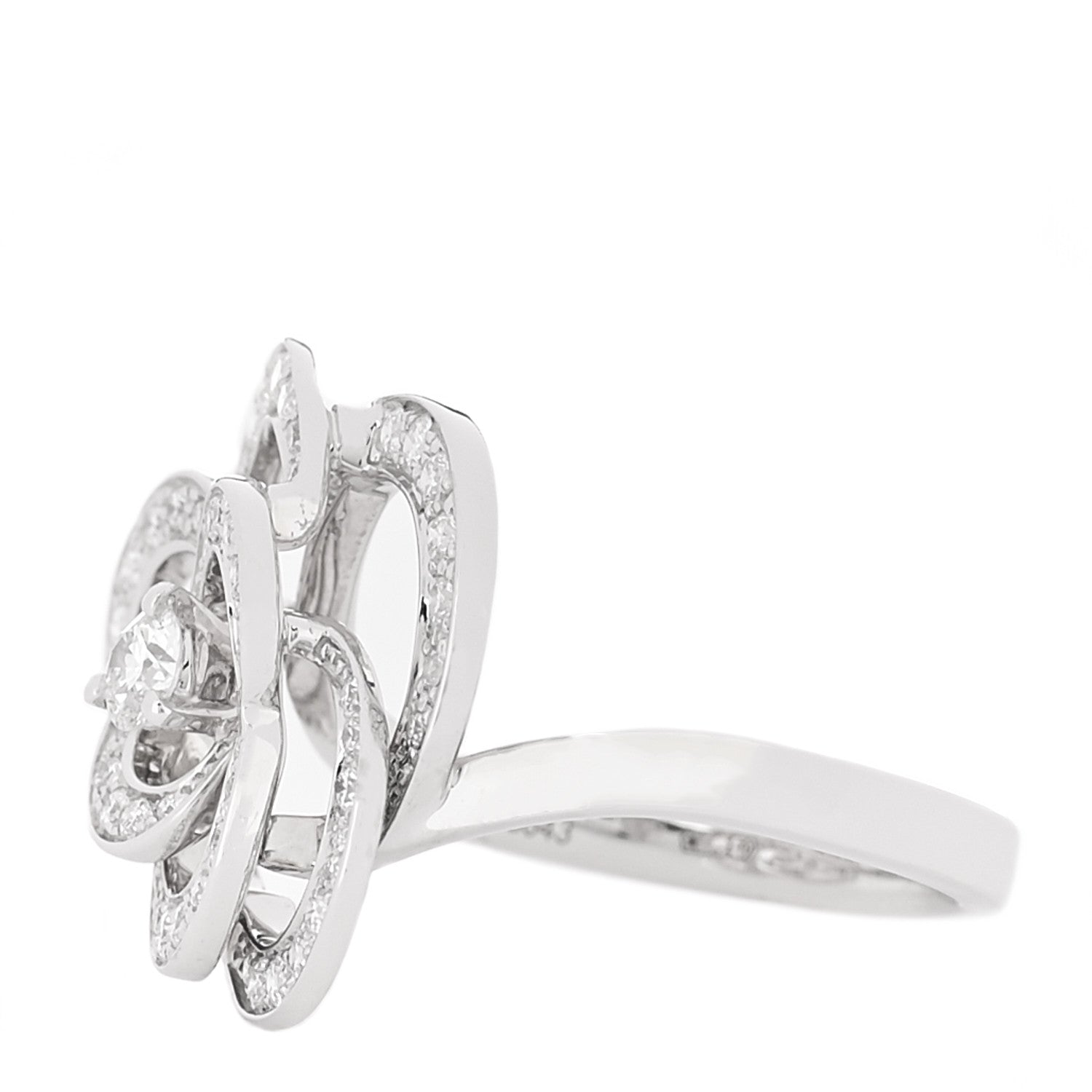Chanel 18K White Gold Diamond Fil de Camelia Ring 51 5.75 4 of 7