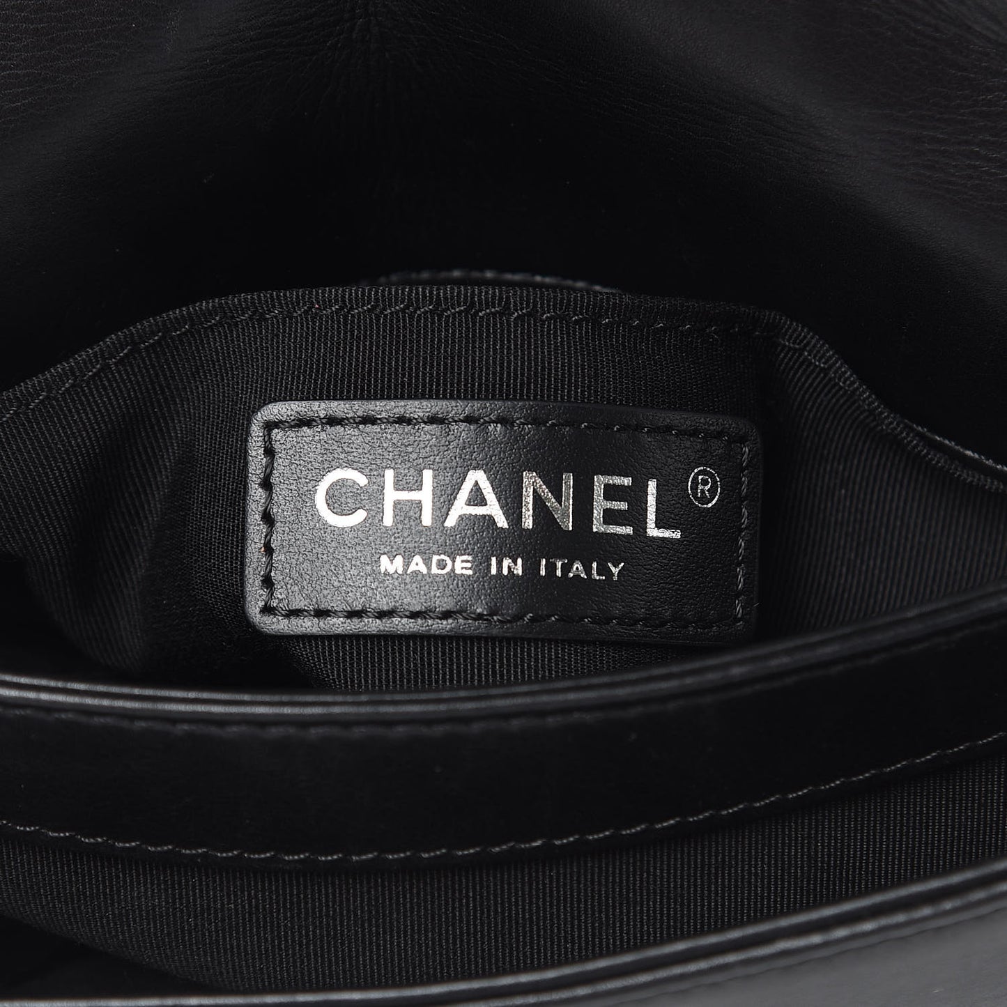 Calfskin Studded Chevron Quilted Flap Black