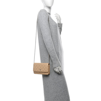 Chanel Caviar Quilted Wallet On Chain WOC Beige 2 of 12