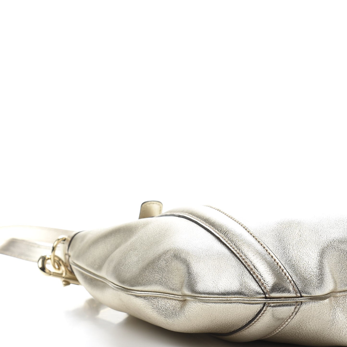 Metallic Calfskin Medium Britt Tote Platinum