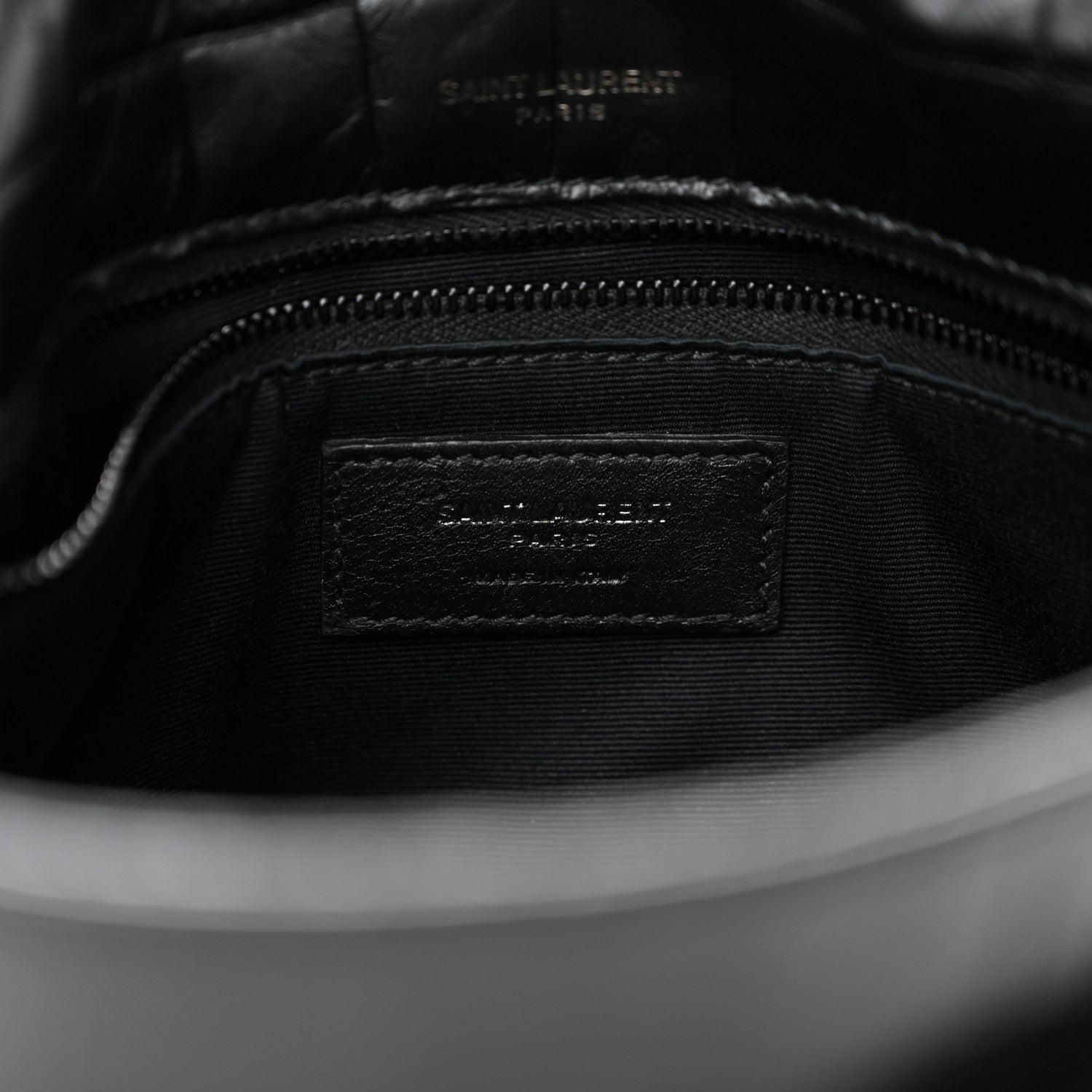 Saint Laurent Crocodile Embossed Lambskin Monogram Medium Niki Chain Satchel Black 6 of 11