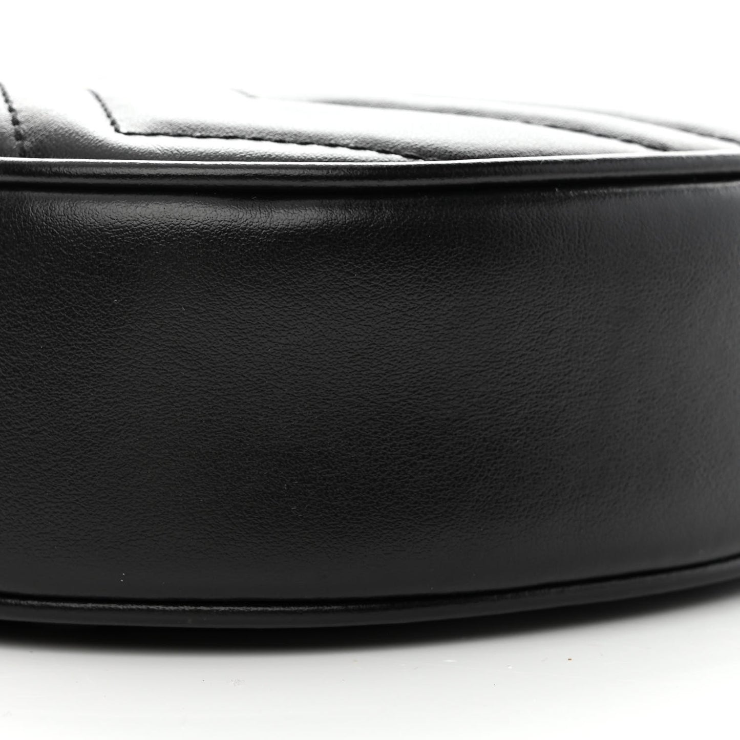 Calfskin Matelasse Chevron Mini GG Marmont Half Moon Hobo Black