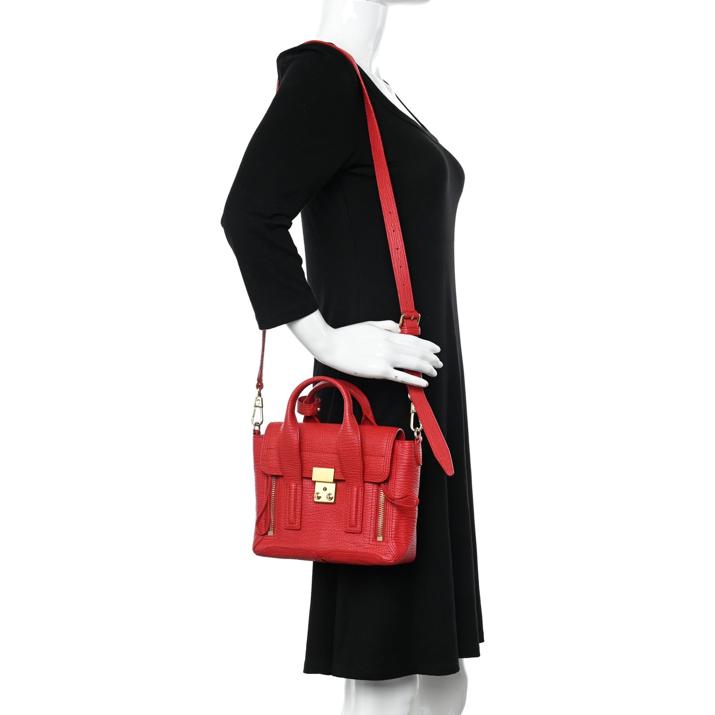 Textured Calfskin Mini Pashli Satchel Red