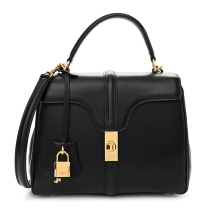 Celine Satinated Calfskin Small 16 Top Handle Bag Black 1 of 14